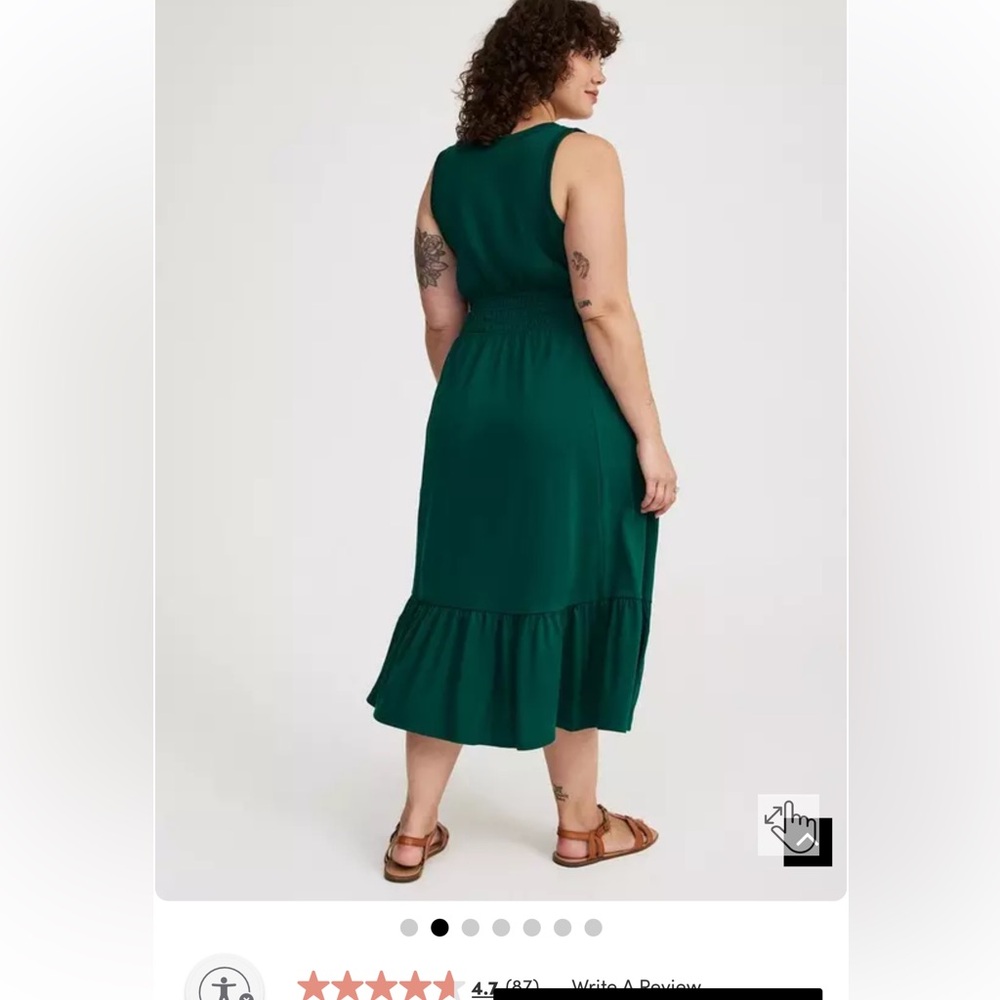 Torrid 0x sleeveless botanical garden Emerald Green Midi Dress cotton! Pockets! - Picture 2 of 8